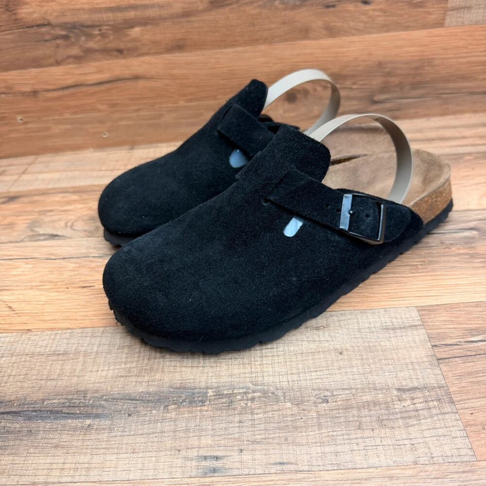 Birkenstock Betula size L6 clogs black suede slip on shoes